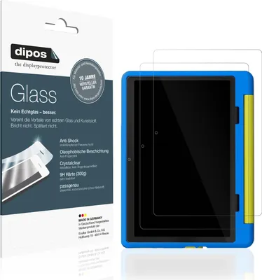 Produktbild von 2x Schutzfolie für Yicty Kinder Tablet - Anti-Shock 9H Folie dipos Glass Kunststoffglas