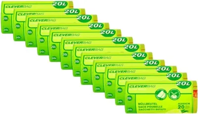 Produktbild von Müllbeutel Allzweckbeutel Reißfeste Müllbeutel mit Zugband 20L - Aktive Frische Zitronenduft 12 Rollen x 20 Beutel