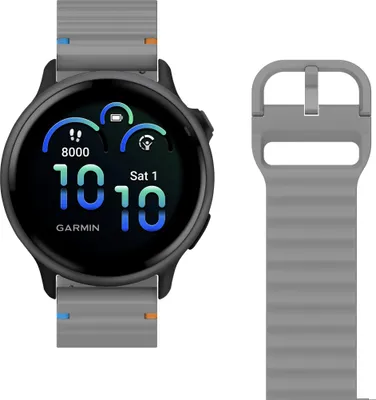 Produktbild von Cazy Uhrenarmband geeignet für Garmin Watch Band (ActiveFlex) – Smartwatch-Armbänder – Universelles Armband geeignet für Garmin Vivoactive 6 / 5 - Grau