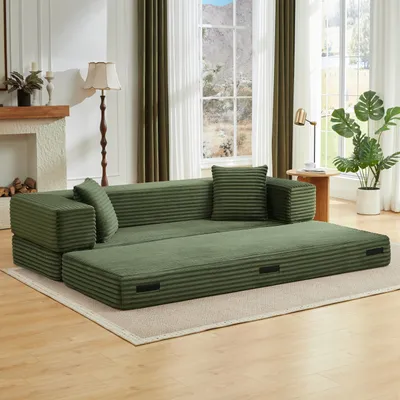 Obrázek produktu pro Stylvora: Pohovka s moderním, hranatým designem, rozkládací pohovka s funkcí lůžka, vhodná jako pohovka do obývacího pokoje, s dvojitou konstrukcí, ideální pro byty i prostorné místnosti, potažená látkou