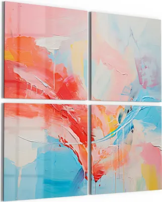 Produktbild von DEQORI Glasbild Echtglas 4x50x50 cm 'Gefühlswirbel in Farben' Wandbilder XXL groß