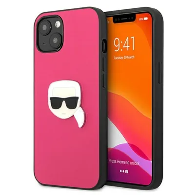 Produktbild von Karl Lagerfeld Klhcp13Spkmp Iphone 13 Mini 5,4 Różowy/Pink Hartschalenetui Leder Ikonik Karl`s Head Metall Iphone 13 Mini 5,4 Różowy/Pink Hartschalenetui Leder Ikonik Karl`s Head Metall
