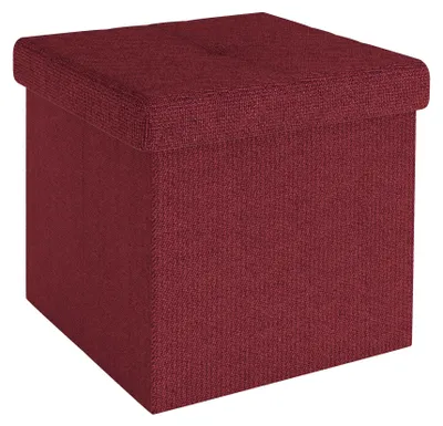 Faltbarer Sitzwürfel 30x30x30 cm granatrot mit Stauraum