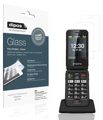 Produktbild von 2x Schutzfolie für Emporia JOY 2G - Anti-Shock 9H Folie dipos Glass Kunststoffglas
