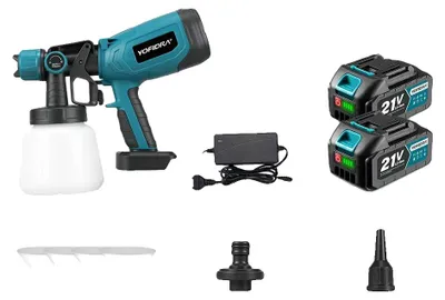 Obrázek produktu pro Elektrická stříkací pistole, objem 1000 ml, otáčky 66 000 ot./min, 2 baterie