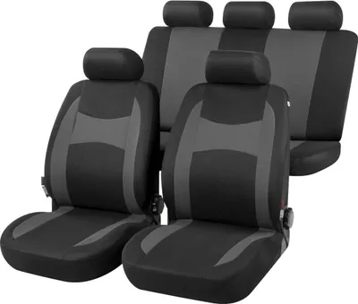 Produktbild von Walser Auto-Sitzbezug Fairmont, Universal-Sitzbezug Komplett-Set, PKW-Sitzbezüge, 2 Vordersitzbezüge, 1 Rücksitzbankbezug schwarz/grau