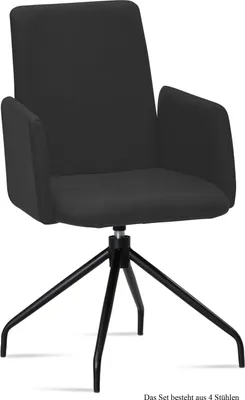 Produktbild von Armlehnstuhl drehbar (4er-Set) Djanna 52x92x60 Schwarz/Anthrazit