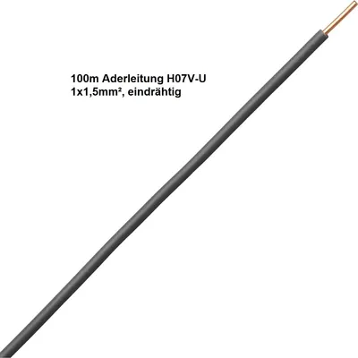 Produktbild von 100m Ring Kopp Einzelader Litze Leitung LTG H07V-U 1,5 schwarz Starr
