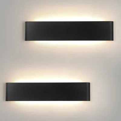 Obrázek produktu pro LED nástěnná lampa 24 W, 41 cm, neutrálně bílé světlo 4500 K, hliník, do chodby, ložnice a obývacího pokoje [balení po 2 ks, černá]