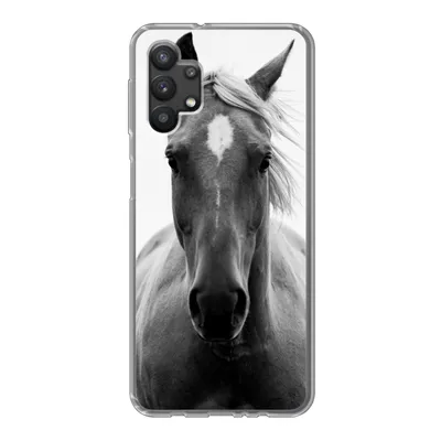 Produktbild von MuchoWow® Handyhülle Schutzhülle Hülle für Samsung Galaxy A32 5G Pferd - Schwarz - Weiß - Porträt Silikon Softcase Handy Hülle - Softcase