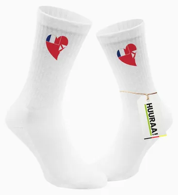 Produktbild von Huuraa Uni Socken Wallis und Futuna Flagge Herz 37/41 White Baumwolle Tennissocken Geschenkidee