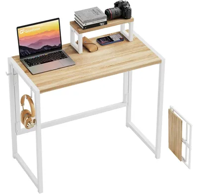 Produktbild von Klappschreibtisch mit Monitorbrett 80 cm – Beige für Homeoffice