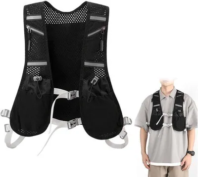 Produktbild von Unyqoos® Ultraleichte Laufweste mit atmungsaktivem Mesh, verstellbarem Laufrucksack und Reflektoren – stabile Passform, mehrere Taschen für Trinkflasche & Handy