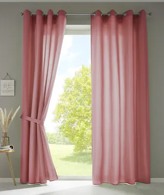 Produktbild von 2er Set Vorhänge Schal Ösen »Berlin« HxB 175x140 cm Altrosa Blickdicht Microsatin Lichtdurchlässig Uni Matt 20405N2