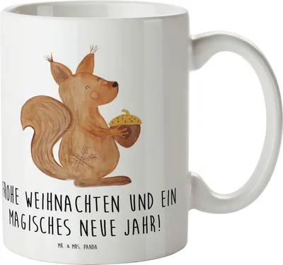 Produktbild von Mr. & Mrs. Panda Kinderbecher Eichhörnchen Weihnachten - Weiß - Geschenk, Haferl, Frohe, Kunststoffbecher, Weihnachtsmotiv, Outdoor Tasse, Plastikbecher, Weihnachtsgruß