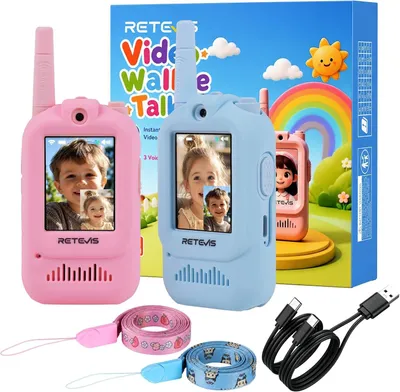 Produktbild von Retevis EZTalk 90 Video Walkie Talkie, Wiederaufladbar, HD Funkgeräte, Silikonhülle, Spielzeug 4+ Jungen Mädchen, Geschenk für Weihnachten