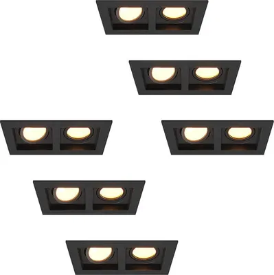 Image de HOFTRONIC - Lot de 6 Spots LED encastrables Fresno 8W 2700K IP20 Noir