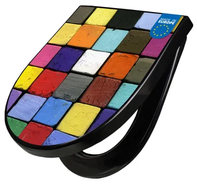 Produktbild von WC Sitz D-Form Schwarz mit Absenkautomatik Motiv Bunte Kreide [TDSCH3 10185]