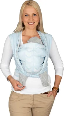 Zdjęcie produktu dla Chusta do noszenia dzieci Hoppediz® o splocie żakardowym Wzór: Amsterdam Aqua, rozmiar: 4,60 m x 0,70 m wraz z ilustrowaną instrukcją wiązania