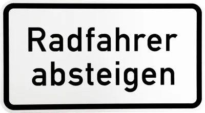 Produktbild von ORIGINAL Verkehrsschild Nr. 1012-32 Radfahrer absteigen 330 x 600 mm nach StVO und RAL-Gütebedingungen Verkehrszeichen Schild Zusatzschild Straßenschilder Straßenschild Rad Fahrrad Fußgänger