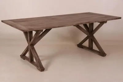 Produktbild von Casa Padrino Vintage Teak Esstisch Rustic Grey 210 x 100 cm - Landhaus Stil Tisch Teakholz