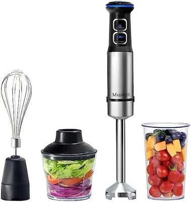 4-in-1 Stabmixer, 1200 W, 20 Stufen, Edelstahl, Grau