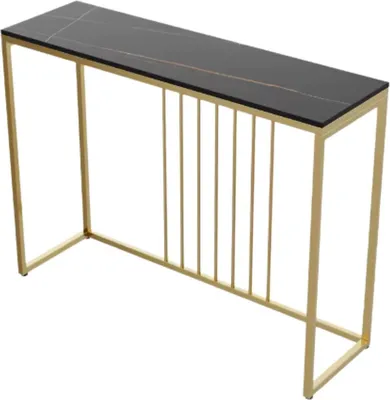 Imagen del producto de Mesa consola Valora: elegante mesa de pared con cajones, diseño que imita el mármol blanco con detalles dorados. Mesa auxiliar, mesa de apoyo, 100 cm