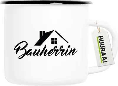 Produktbild von Huuraa Emaille Tasse Bauherrin 300ml Vintage Campingbecher Geschenkidee