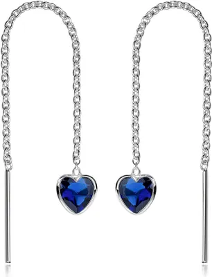 Produktbild von MATERIA by Matthias Wagner Damen Durchzieher Ohrringe Herzen aus 925 Silber mit blauen Zirkonia SO-480-Blau