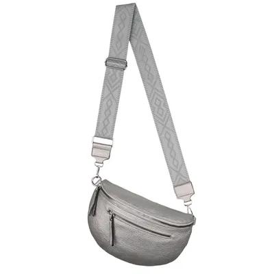 Produktbild von Bauchtasche Crossbody-Bag Umhängetasche Kunstleder Italy-Design SILVER (955)