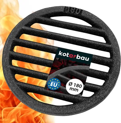 Image de KOTARBAU Grille de cheminée Ø 18 cm Grille ronde Poêle à cendre Grille de table Grille de poêle Cheminée Pièces de rechange Grille en fonte Accessoires Grille de poêle Grillkamin Rund