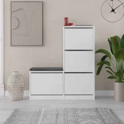 Produktbild von Skye Decor, Dude - White, Schuhschränke, Weiß, 105 x 118,5 x 26 cm