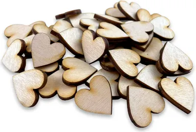 Immagine prodotto di Cuori di legno per decoupage 2 cm - 50 pezzi