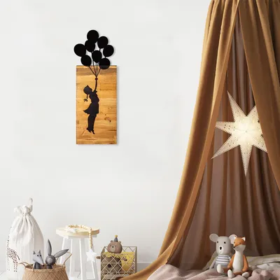 Image de Wallity, Chıld- SKL2156, Noir, Autres décorations pour la maison, 30 x 86 x 3 cm, 50% bois / 50% métal
