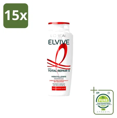 Obrázok produktu pre 15 kusov šampónu L'Oréal Paris Elvive Total Repair 5, objem 250 ml – veľké balenie