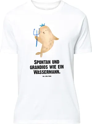 Produktbild von Mr. & Mrs. Panda Größe XL T-Shirt Sternzeichen Wassermann - Weiß - Geschenk, Tshirt, mit Spruch, Meermann, Geburtstag Januar, Nix, Februar, Shirt