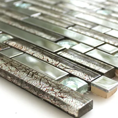 Produktbild von Mosaikfliesen Glas Edelstahl Diamant Schliff