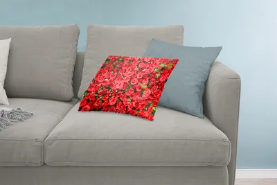 Produktbild von MuchoWow® Zierkissen Sofakissen Wohnzimmer Dekokissen 60x40 cm Rosen - Rot - Strauch - Kopfkissen - Polster mit Foto
