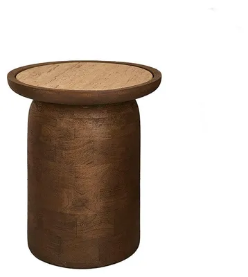 Produktbild von Runder Beistelltisch aus massivem Mangoholz, 40 Zentimeter Durchmesser, 45 Zentimeter Höhe