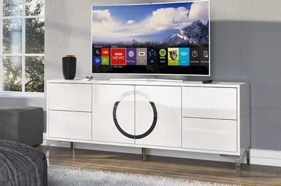 Obrázok produktu pre MOB, TV stolík/skrinka - Naturlig - Evenna (vysoký lesk biely)