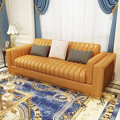 Produktbild von Wohnlandschaft Garnitur Design Modern Sofas Sofa 3 Sitzer Ledersofa Couch