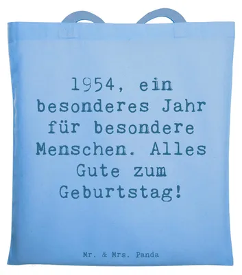 Produktbild von Mr. & Mrs. Panda Jutetasche Spruch 1954 Geburtstag - Sky Blue - Geschenk, Tasche, Happy Birthday, Geburtstagskind, Geboren am, Geburtstagswünsche, Herzliche Grüße, Alter