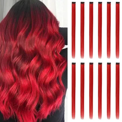 Produktbild von Clip-in Haarverlängerungen 12 Stück Rot 55 cm Hitzebeständig bis 160°C