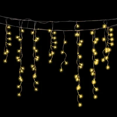 Productafbeelding van Bettizia 5M LED-lichtgordijn, "Eisregen", voor binnen, met 200 LED's, ijspegels, kerstverlichting, 8 modi, kerstdecoratie, geschikt voor feestjes, tuin, warm wit licht