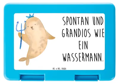 Produktbild von Mr. & Mrs. Panda Bento Box Sternzeichen Wassermann - Weiß - Geschenk, Geburtstag Februar, Bentobox, Lunchbox, pausenbrotdose, Frühstücksbox, Meer, Nix, Snackbox, Meermann