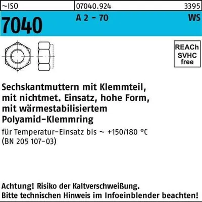 Produktbild von Reyher  Sechskantmuttern ISO 7040 A 2-70 M 5 (100 Stück)