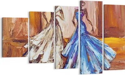 Produktbild von Bild auf Leinwand - Leinwandbild - 5 Teile - Frauen Kleider Öl - 100x60cm - Wand Bild - Wanddeko - Wandbilder - Leinwanddruck - Bilder - Wanddekoration - Leinwand bilder - Wandbild - EG100x60-4172