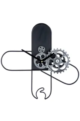 Produktbild von Metall Wanduhr mit drehenden Zahnrädern 36.5cm