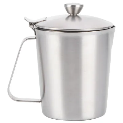Obrázek produktu pro Šálek na latte, odměrka z nerezové oceli 304, konvička na napěnění mléka se stupnicí a víčkem, 500 ml, s víčkem