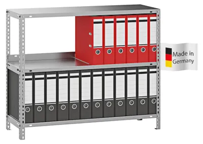 Produktbild von PROREGAL Aktenregal Schraubsystem MAGNUS Germany | HxBxT 80x100x30cm | 3 Ebenen | Fachlast 60kg | Einseitig nutzbar | Verzinkt
